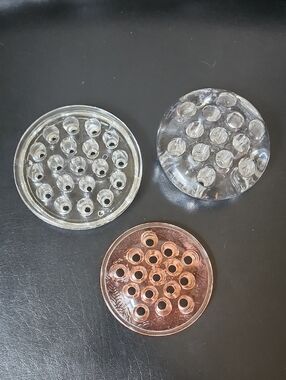 Vintage Rare Pink Depression Glass Flower Frog & Clear Glass Lot (Set of 3)